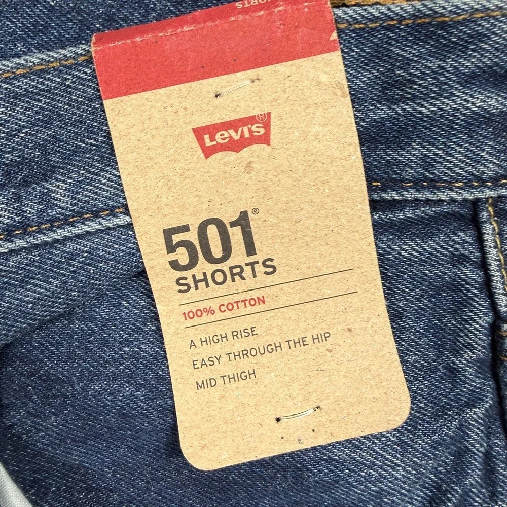 Levi's Shorts Womens W33 Blue 501 High Rise Mid Thigh 100% Cotton Denim Cut Off